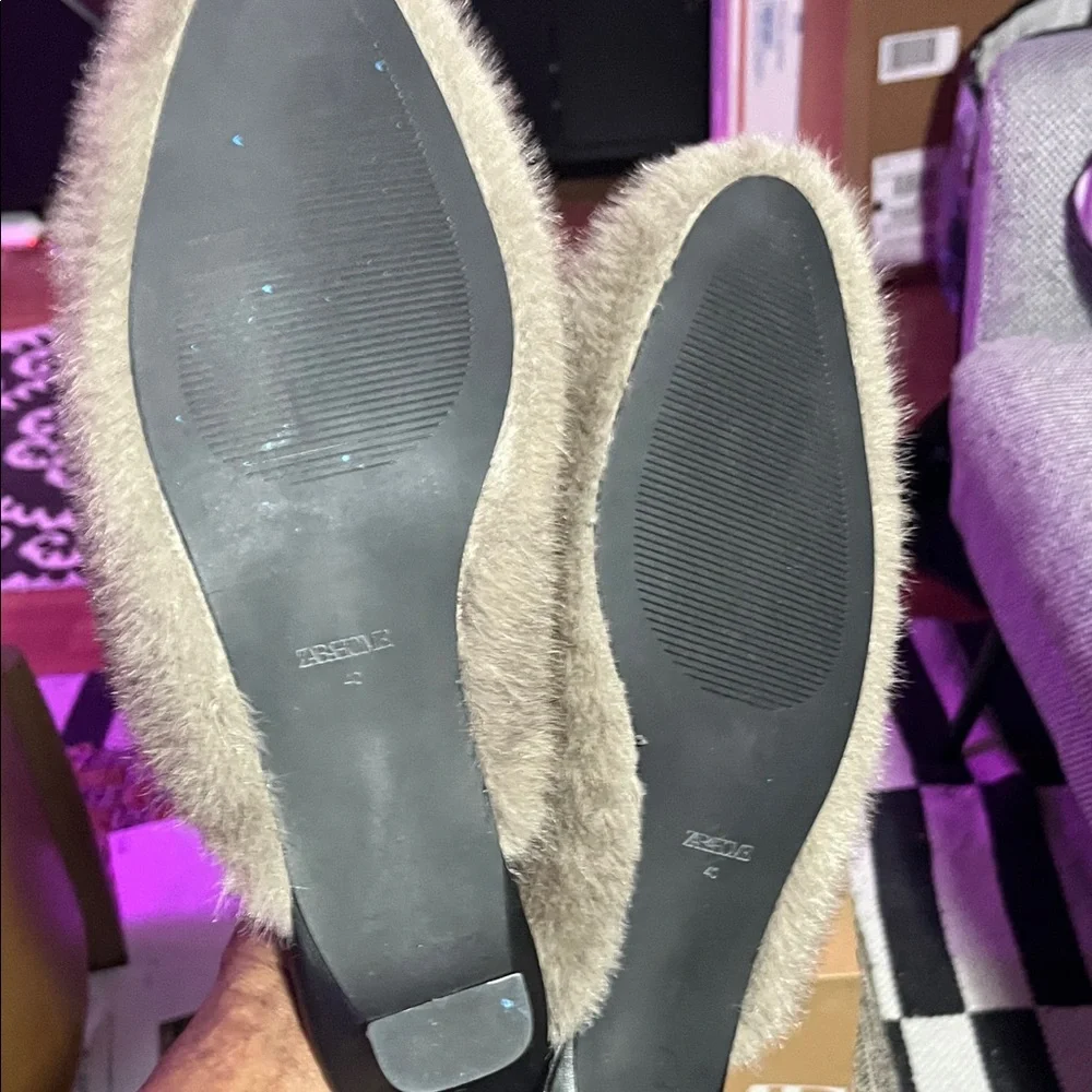 Zara Gray Furry Mules - Picture 7 of 9